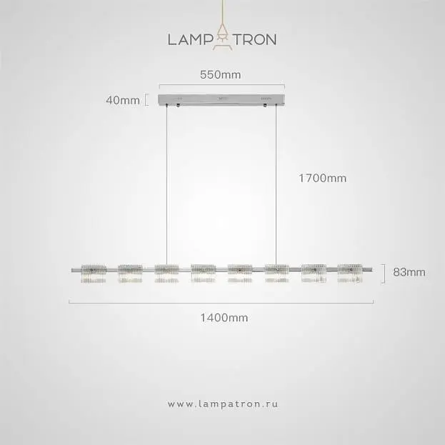 Реечный, рядный светильник NICOLETTA CHROME L 8 плафонов Lampatron 8594-23941 Реечный, рядный светильник NICOLETTA CHROME L 8 плафонов Lampatron 8594-23941