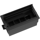 Настольный встраиваемый розеточный блок с откидной крышкой Spread 8 мод. (4 мод. 45х45), easylift, черный Donel DDSB8HLEB DDSB