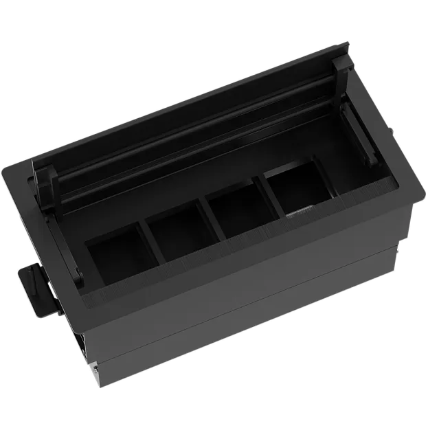 Настольный встраиваемый розеточный блок с откидной крышкой Spread 8 мод. (4 мод. 45х45), easylift, черный Donel DDSB8HLEB DDSB