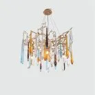 Люстра SPRUCE Модель A. Размер S. Круглая люстра. 12 ламп. Цвет латунь. Цвет подвесов разноцветный. Lampatron f-spruce-a-s-12-brass 2052-3148