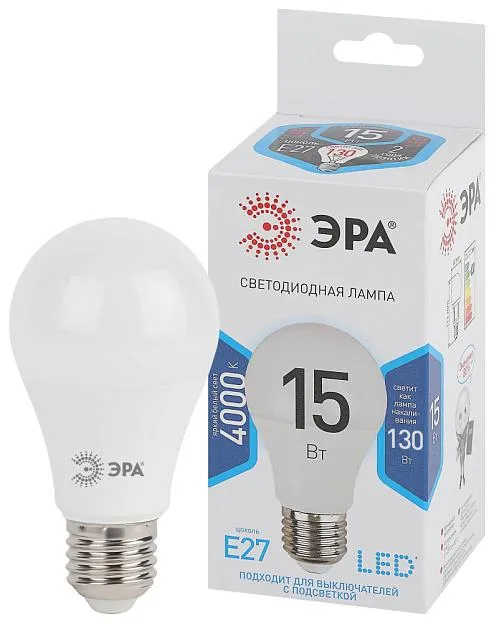 Лампочка светодиодная ЭРА LED A60-15W-840-E27