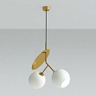 Подвесной светильник CHERRY 2 плафона. Золотой каркас + молочное стекло. Lampatron 1923-2496