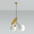 Подвесной светильник CHERRY 2 плафона. Золотой каркас + молочное стекло. Lampatron 1923-2496