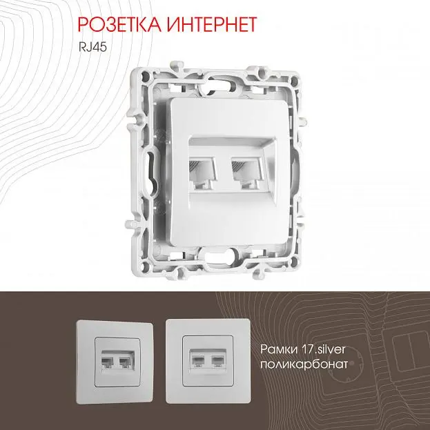 Розетка RJ45 х 2 Arte Milano 217.45-2.silver am Розетка RJ45 х 2 Arte Milano 217.45-2.silver am