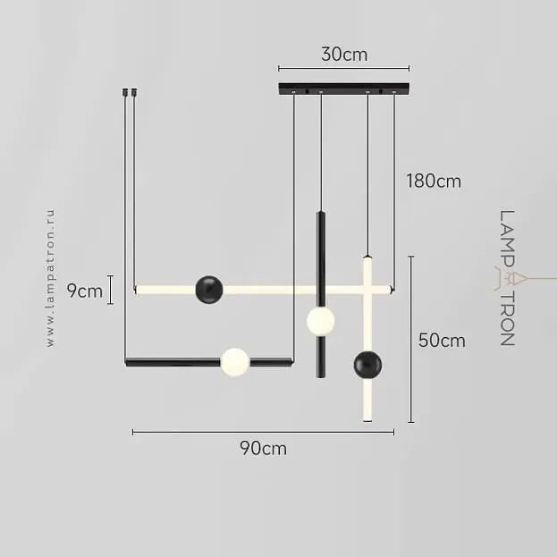 Подвесной светильник WAND COMBO 4 подвеса. Цвет черный Lampatron 8627-24099 Подвесной светильник WAND COMBO 4 подвеса. Цвет черный Lampatron 8627-24099