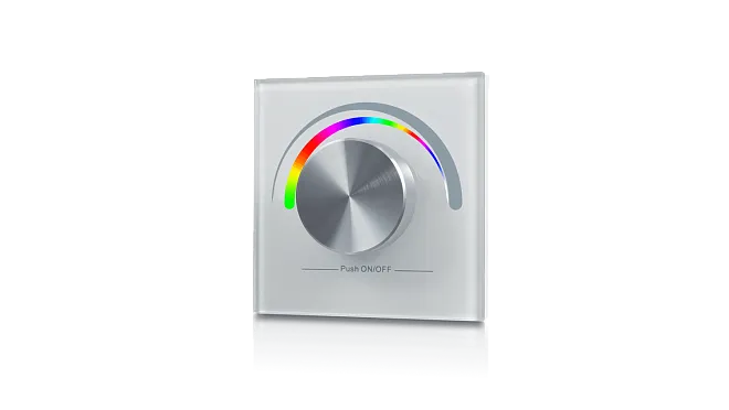 Радио панель встраиваемая в стену с валкодером на 1 зону для RGB ленты, белая SWG W-RGB-W