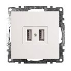 Розетка USB 2-местная (механизм) STEKKER 39686 GLS10-7115-01, 250B, 2,4А Катрин, белый