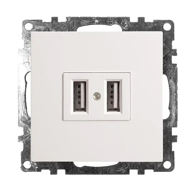 Розетка USB 2-местная (механизм) STEKKER 39686 GLS10-7115-01, 250B, 2,4А Катрин, белый Розетка USB 2-местная (механизм) STEKKER 39686 GLS10-7115-01, 250B, 2,4А Катрин, белый