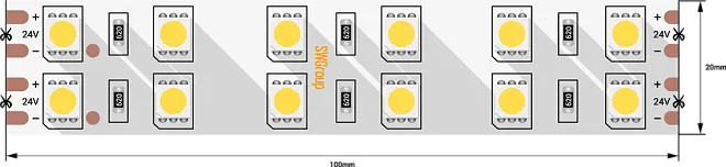 Светодиодная лента 120 LED/м, 28,8 Вт/м, 24В , IP20, Цвет: Холодный белый SWG SWG5120-24-28.8-W-M Светодиодная лента 120 LED/м, 28,8 Вт/м, 24В , IP20, Цвет: Холодный белый SWG SWG5120-24-28.8-W-M