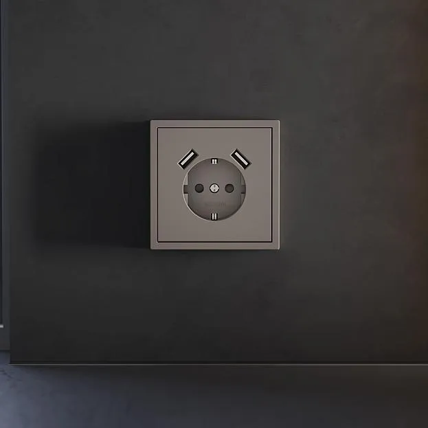 Накладка для розетки с заземлением и защитными шторками, с USB A+A, (капучино) Voltum VLS000914 S70