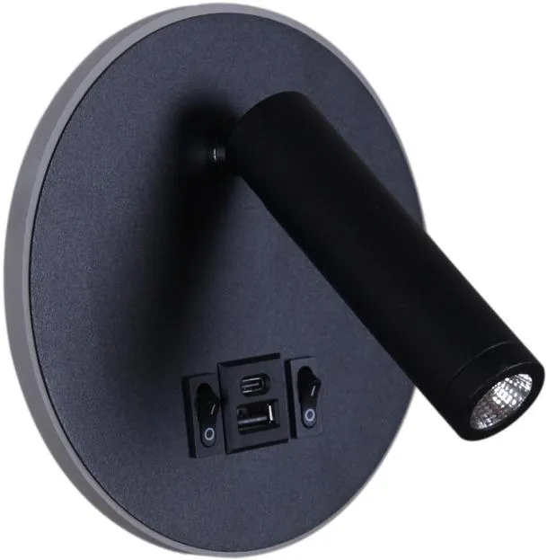 Настенный светильник Reluce 86203-9.2-001KT LED12W+USB BK Настенный светильник Reluce 86203-9.2-001KT LED12W+USB BK
