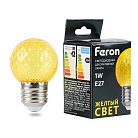 Лампа светодиодная Шарик желтый прозрачный E27 1W 230V Feron 52161 LB-385