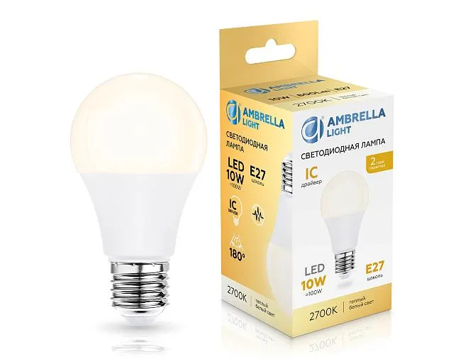 Светодиодная лампа Лон A60 10W 2700K Ambrella light 601003