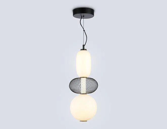 Подвесной светильник Ambrella light LH11008 BK/FR черный/белый матовый 24W 3000K D220*570