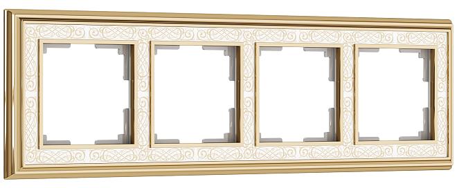 Рамка на 4 поста Werkel W0041429 (золото/белый)