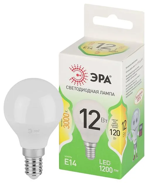 Лампочка светодиодная ЭРА LED P45-12W-830-E14 GL