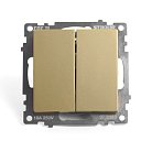 Выключатель 2-клавишный (механизм) STEKKER, GLS10-7104-08, 250В,10А, золото Feron 49216 Катрин