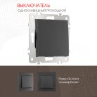 Выключатель одноклавишный проходной (на 2 направления), 10AX 250V Arte Milano 206.32-1.black am