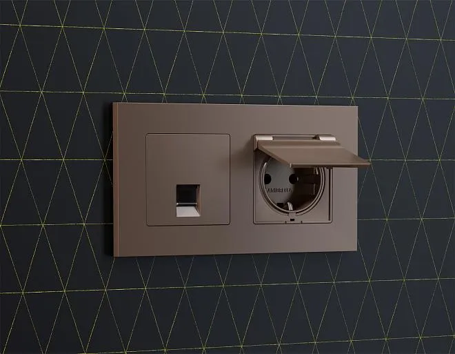 Комплект механизма компьютерной розетки RJ-45 (8P8C) CAT6A экранированной с автоматической защитной шторкой ALFA Темная бронза матовый Volt MA642005 QUANT Комплект механизма компьютерной розетки RJ-45 (8P8C) CAT6A экранированной с автоматической защитной шторкой ALFA Темная бронза матовый Volt MA642005 QUANT