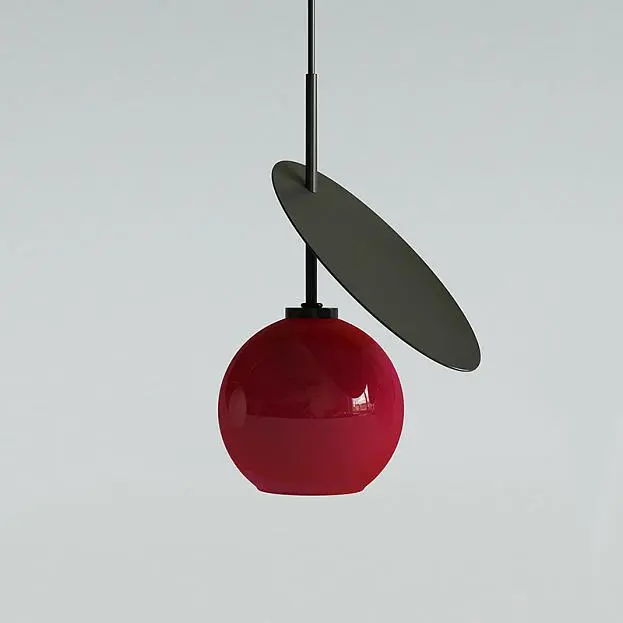 Подвесной светильник CHERRY 1 плафон. Черный каркас + красное стекло. Lampatron 1923-2530 Подвесной светильник CHERRY 1 плафон. Черный каркас + красное стекло. Lampatron 1923-2530
