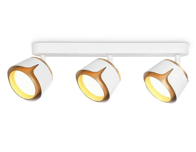 Настенно-потолочный поворотный спот со сменной лампой GX53 WH/GD белый/золото GX53/3 380*100*147 Ambrella light TN71235/3