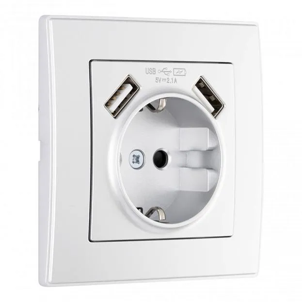 Комплект розетки с заземлением и шторками + 2 USB и рамкой однопостовой серебро пластик Arte Milano SET06-1-47-1 silver Комплект розетки с заземлением и шторками + 2 USB и рамкой однопостовой серебро пластик Arte Milano SET06-1-47-1 silver