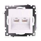Розетка компьютерная 2-местная RJ-45 (механизм)  Stekker 50003 GLS00-7109-01 , серия Катрин, белый