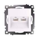 Розетка компьютерная 2-местная RJ-45 (механизм)  Stekker 50003 GLS00-7109-01 , серия Катрин, белый