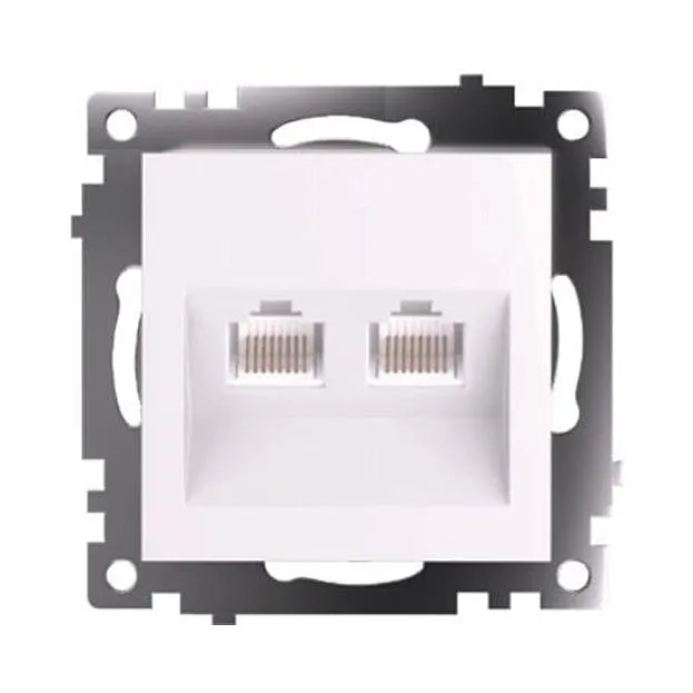 Розетка компьютерная 2-местная RJ-45 (механизм) Stekker 50003 GLS00-7109-01 , серия Катрин, белый Розетка компьютерная 2-местная RJ-45 (механизм) Stekker 50003 GLS00-7109-01 , серия Катрин, белый