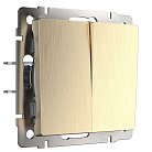 Выключатель двухклавишный Werkel W1120010 (шампань рифленый) a051423