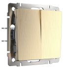 Выключатель двухклавишный Werkel W1120010 (шампань рифленый) a051423