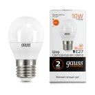 Лампа Gauss 53210 E27 10W 3000K шар матовый Elementary