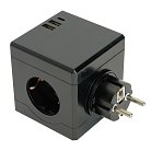 Разветвитель сетевой 3-местный с/з STEKKER 49658 ADP16-33-22 black
