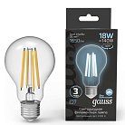 Лампа светодиодная Gauss 102902218 E27 18W 4100K прозрачная Filament