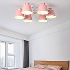 Потолочная люстра SCAD 6 плафонов. Цвет розовый. Lampatron 643-28