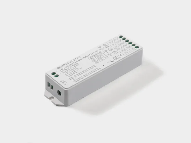 Контроллер Zigbee для светодиодной ленты 5 в 1 (монохромный, CCT, RGB/RGBW, RGB+CCT), 16A 12/48В SWG SW-QC-RGBCW