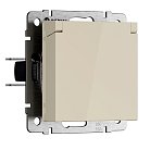 розетка с заземлением, шторками и защитной крышкой Werkel W1171203 Встраиваемые механизмы слоновая кость a069595
